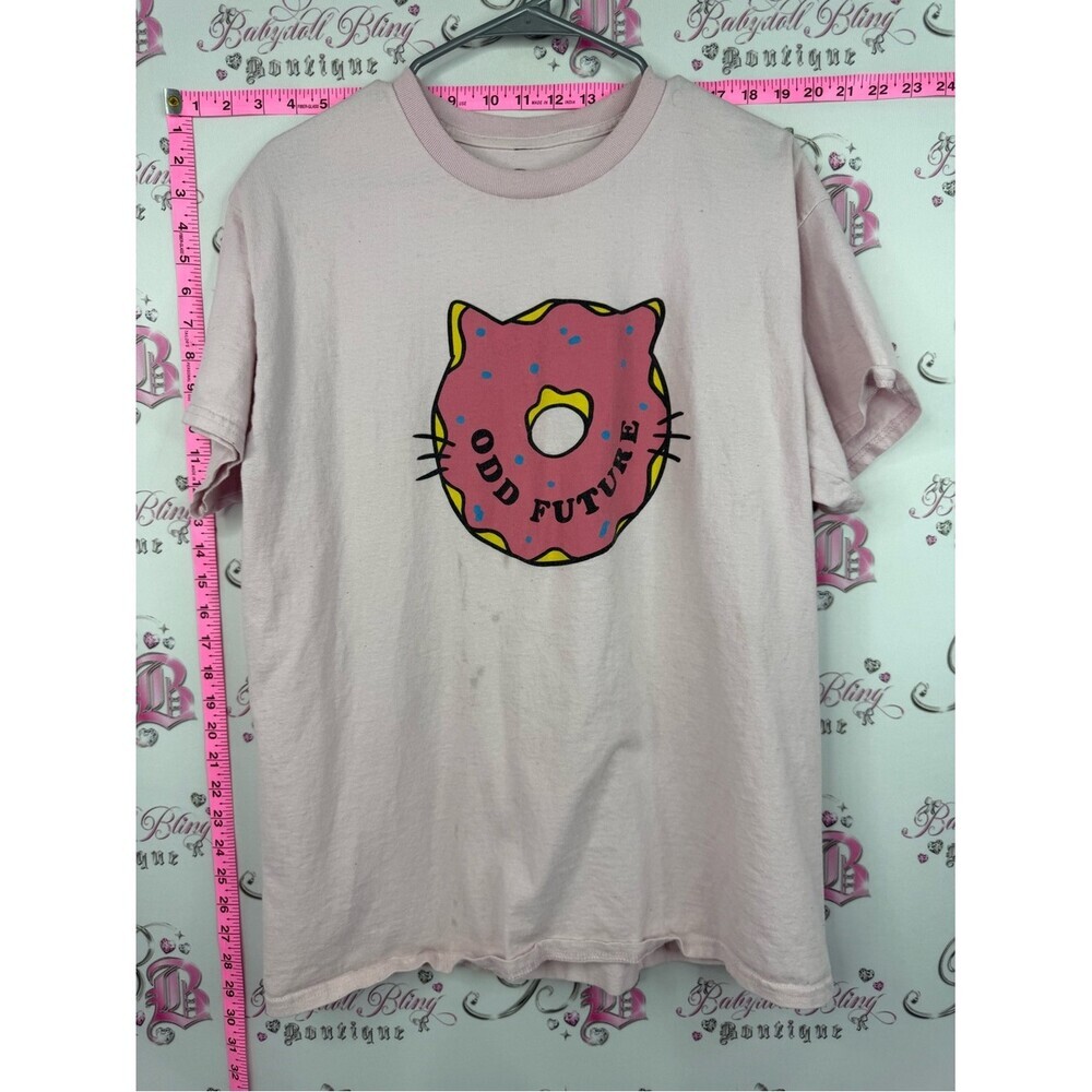 Odd Future tshirt top Light Pink Donut Cat Graphic Tee